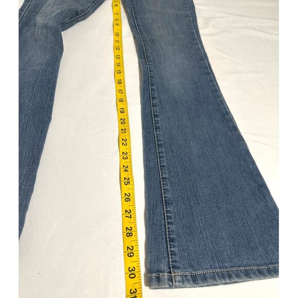 Earl blue jean, flair bottoms, with bling back pockets, womens size 0 - Picture 8 of 10